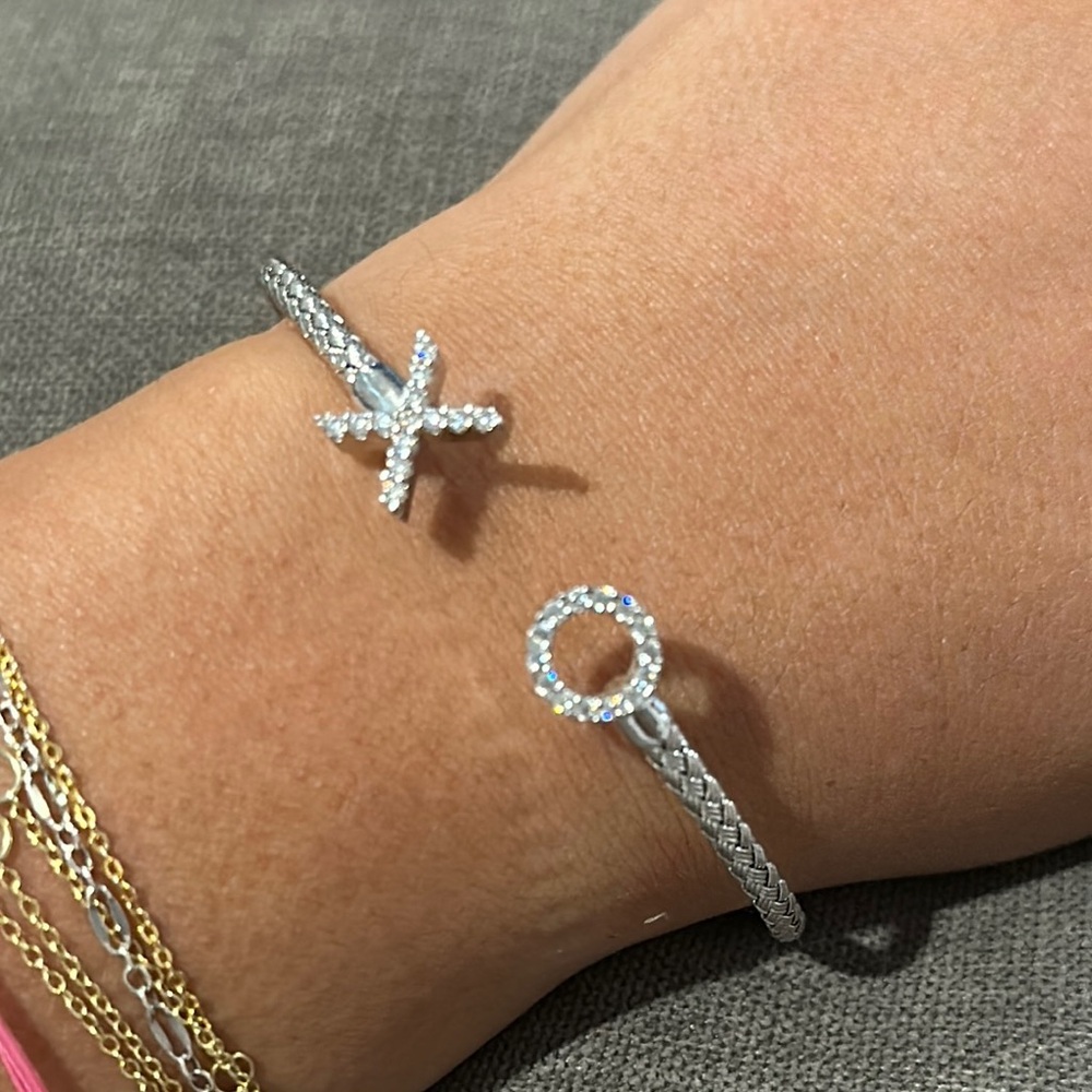 Sterling Silver Crystal Pavé X and O Bracelet
